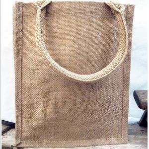 (6 PACK) Party Favor Jute Burlap Book Tote Bags